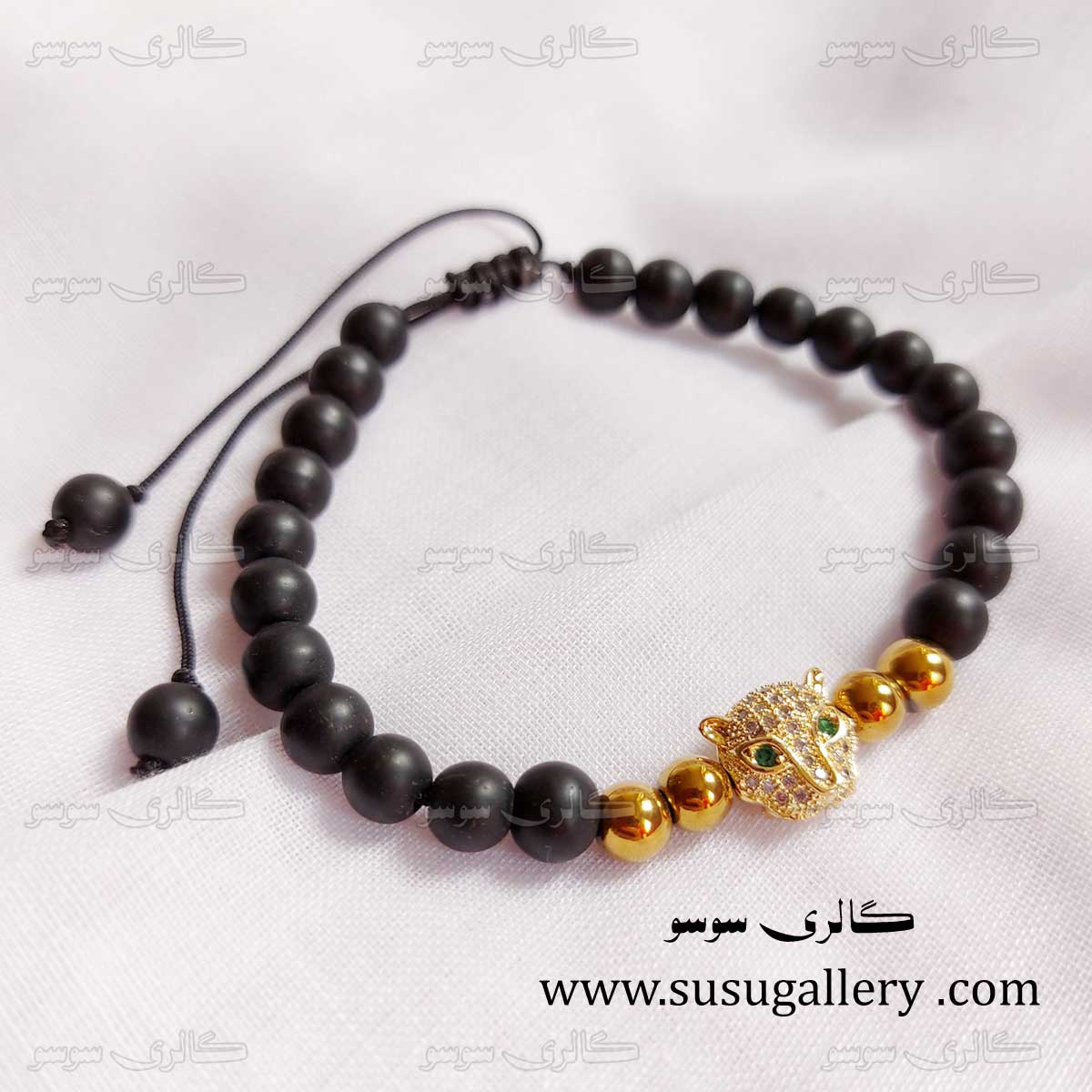 دستبند ببر استیل با سنگ انیکس