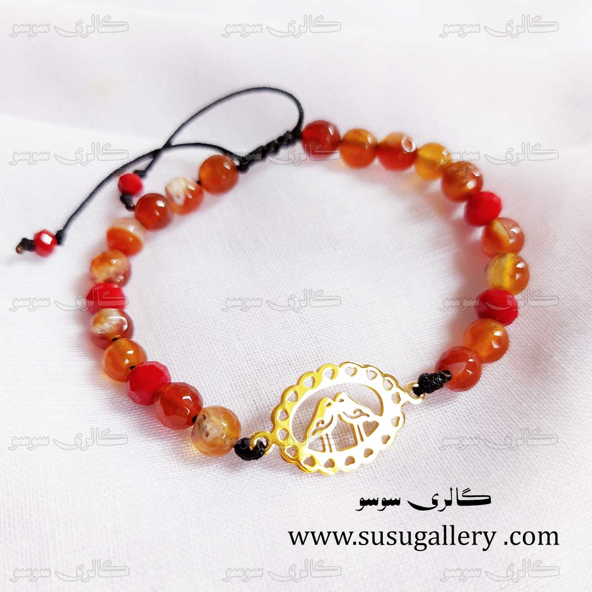 دستبند استیل پرنده با سنگ عقیق