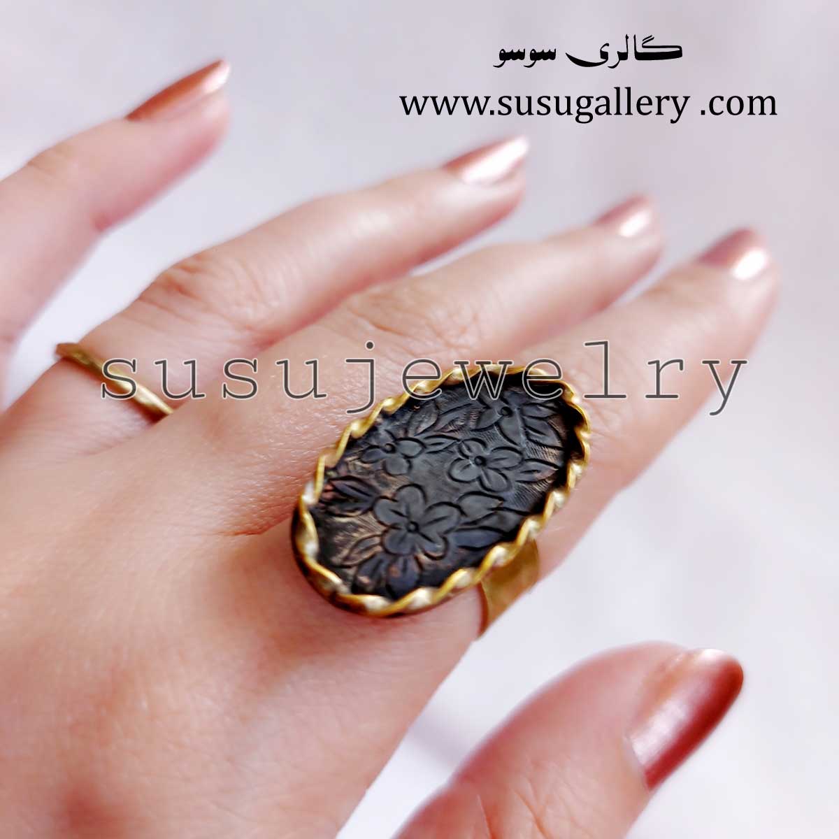 انگشتر قلمزنی گل